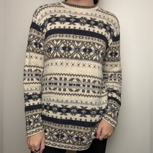 Vintage fair isle neutral snowflake cottage core sweater Classic Elements size M